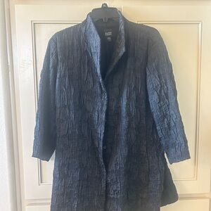Eileen Fisher Black Blazer with Relaxed Fit and Three-Quarter Sleeves